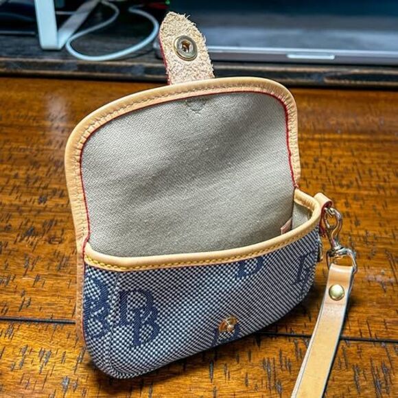 Made in USA Dooney & Bourke Blue Checker Monogram Wristlet / Wallet Clutch - Picture 5 of 5